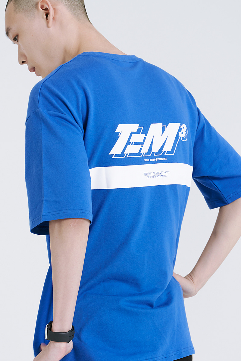TM3 한 남여공용 핫썸머 오버핏 반팔 티셔츠 블루